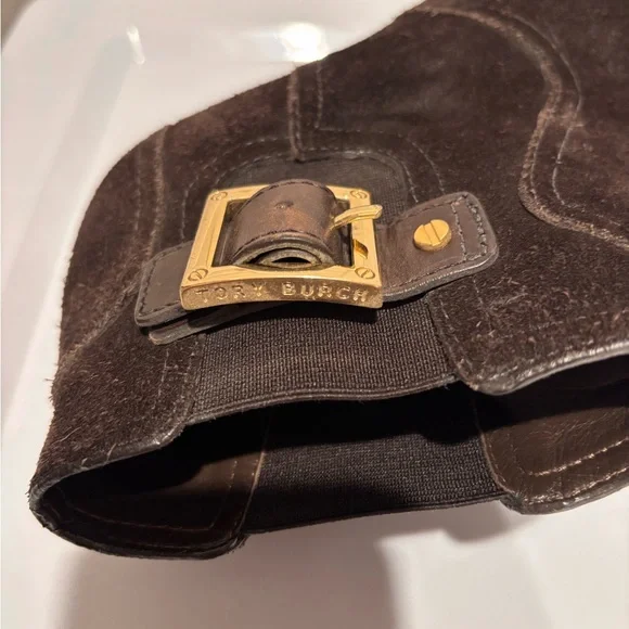 Tory Burch Adrienne suede wedge ankle bootie in brown size 8.5 - Picture 9 of 13